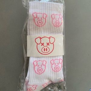 Completely new unopened Shane Dawson x Jeffree Star merch socks. White and pink